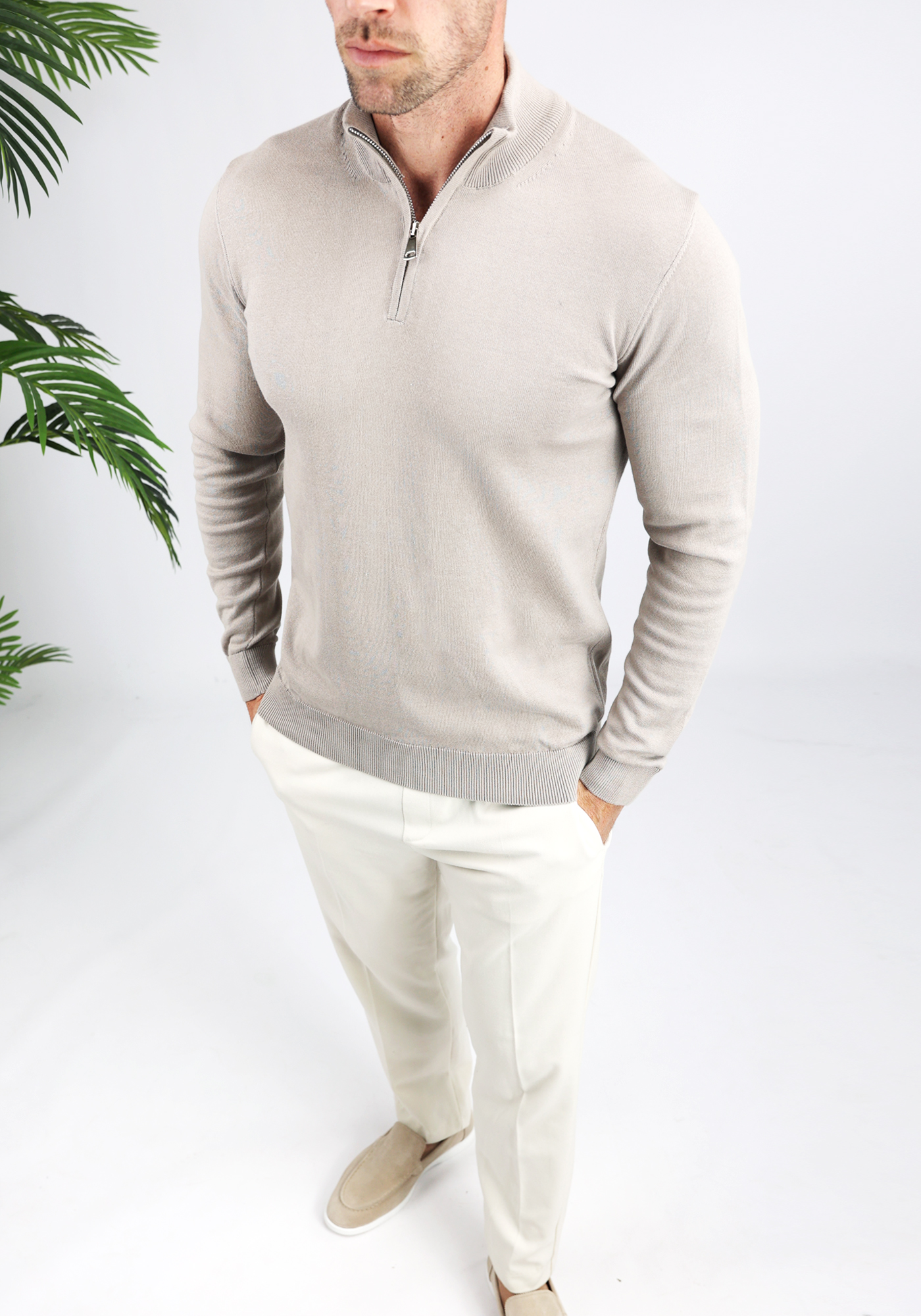 Half zip taupe 9