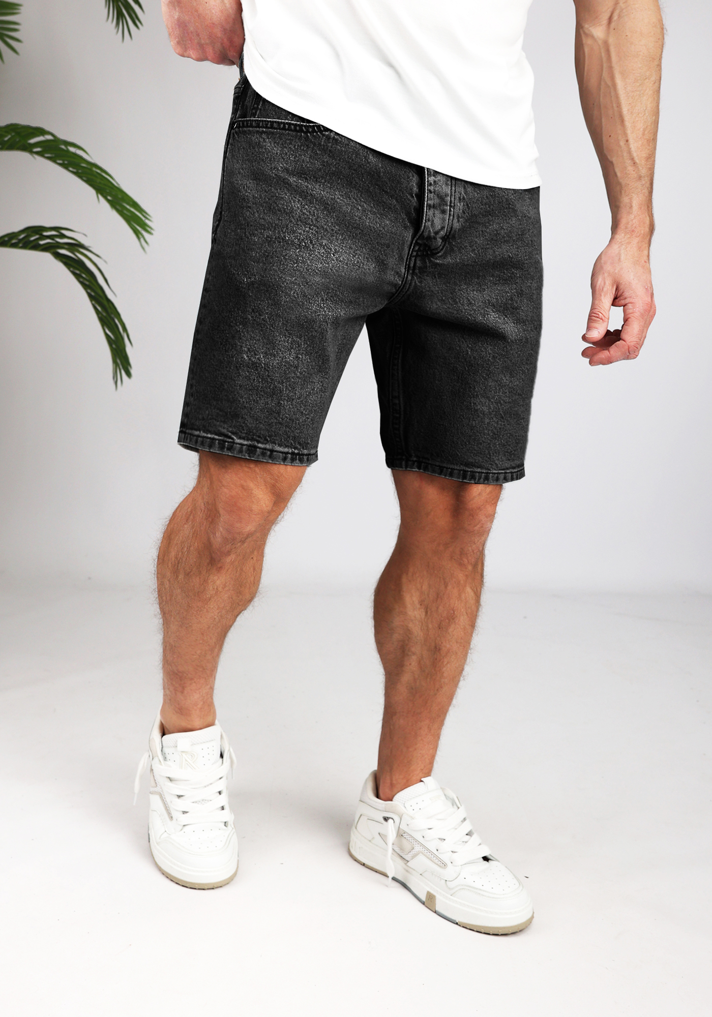 Loose Denim Shorts - Black 1a