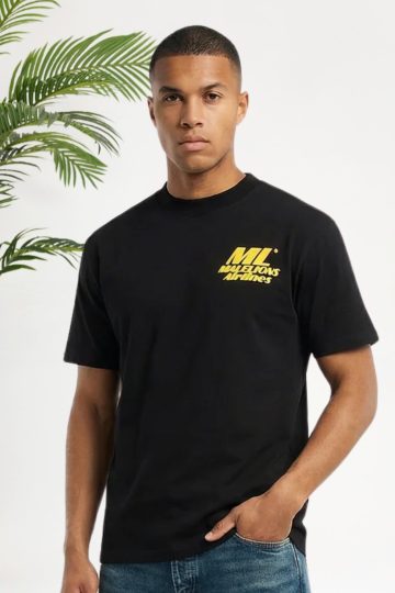 Cotton District MALELIONS COASTLINE T-SHIRT T-Shirts BLACK