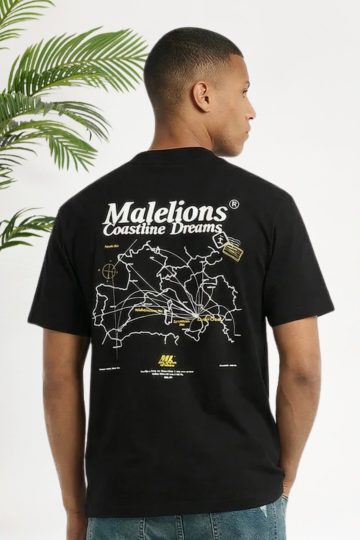 Cotton District MALELIONS COASTLINE T-SHIRT T-Shirts BLACK