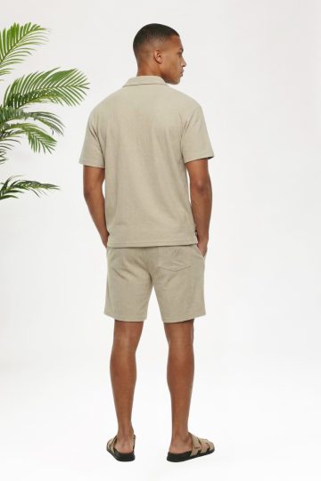 Cotton District MALELIONS EMBLEM SEERSUCKER SHIRT T-Shirts LIGHT TAUPE